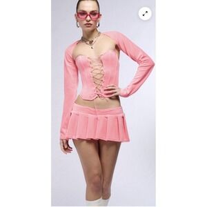 Akira‎ Fashion Iconic Pink Velvet Corset Womens Size M Festival NWT